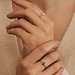 Isabel Bernard Baguette Olivia 14 karat gold ring with green zirconia stone