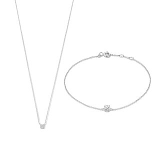 Isabel Bernard Cadeau d'Isabel 14 karat white gold nacklace with bracelet gift set