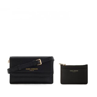 Isabel Bernard Cadeau d'Isabel black leather crossbody bag and card holder gift set
