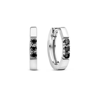 Isabel Bernard De la Paix Cecile 14 karat white gold hoop earrings | black diamond 0.15 ct