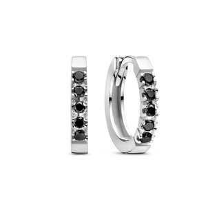 Isabel Bernard De la Paix Cecile 14 karat white gold hoop earrings | black diamond 0.19 ct