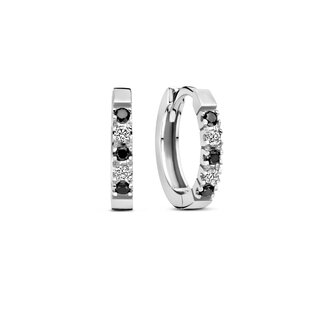 Isabel Bernard De la Paix Feline 14 karat white gold hoop earrings | black and white diamonds 0.20 ct