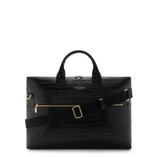 Isabel Bernard Honoré Anique croco black calfskin leather handbag