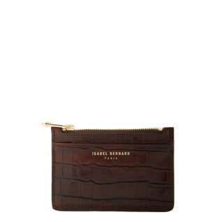 Isabel Bernard Honoré Aveline croco brown calfskin leather card holder