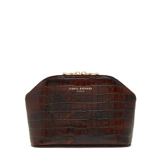 Isabel Bernard Honoré Brunelle croco brown calfskin leather toiletry bag