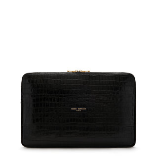 Isabel Bernard Honoré Caress croco black calfskin leather laptop sleeve