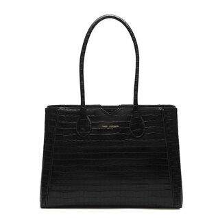 Isabel Bernard Honoré Cloe croco black calfskin leather handbag