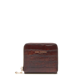 Isabel Bernard Honoré Jules croco brown calfskin leather zipper wallet