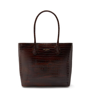 Isabel Bernard Honoré Lysanne croco brown calfskin leather shopper