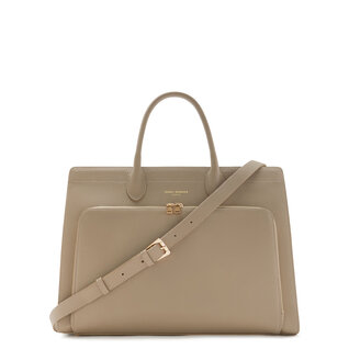 Isabel Bernard Honoré Nadine taupe calfskin leather handbag