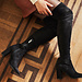 Isabel Bernard Vendôme Fem black nylon stretch suede heels