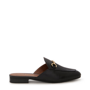 Isabel Bernard Vendôme Fleur black calfskin leather slipper loafers