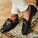 Isabel Bernard Vendôme Fleur croco black calfskin leather loafers