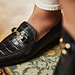 Isabel Bernard Vendôme Fleur croco black calfskin leather loafers