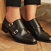 Isabel Bernard Vendôme Sophie black calfskin leather double monk shoes